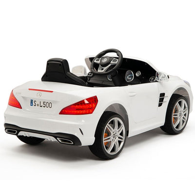 Licensed WHITE Mercedes SL500 with Remote,Leather Seat,Rubber Tires (Newest Versión).