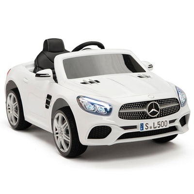 Licensed WHITE Mercedes SL500 with Remote,Leather Seat,Rubber Tires (Newest Versión).