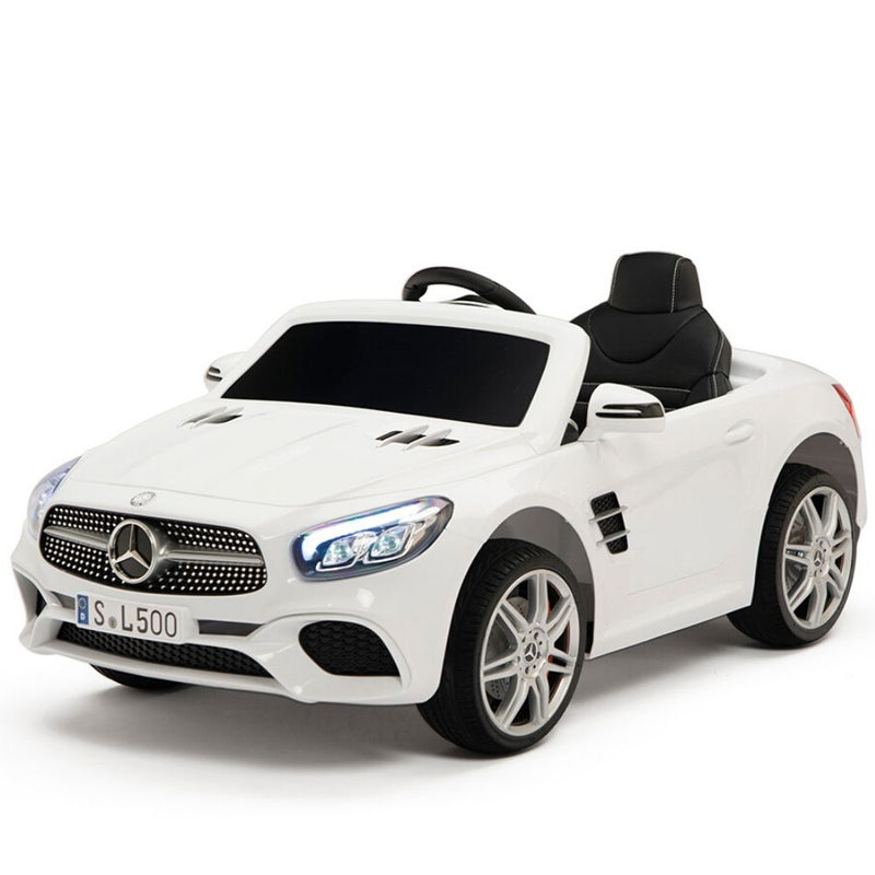 Licensed WHITE Mercedes SL500 with Remote,Leather Seat,Rubber Tires (Newest Versión).