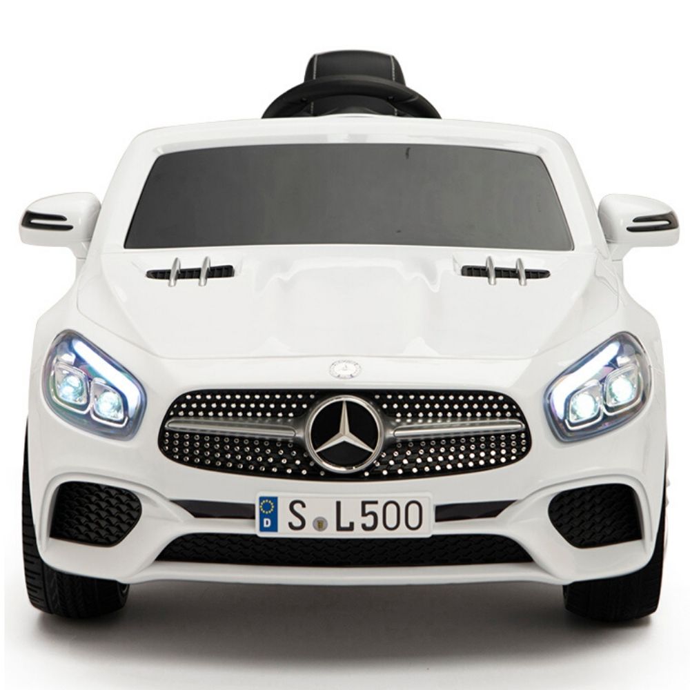 Licensed WHITE Mercedes SL500 with Remote,Leather Seat,Rubber Tires (Newest Versión).