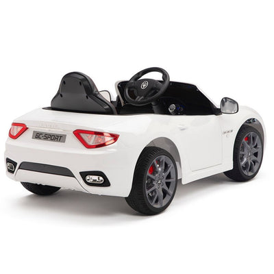 Licensed White Maserati With RC Remote,Leather Seat,Rubber Tires ( Newest Version ).