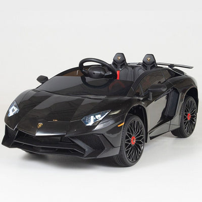 Black Licensed Lamborghini Ride On Car with Leather Seat,Remote and Rubber Tires (Newest Version).