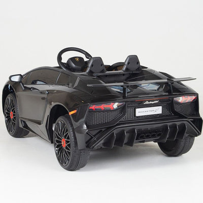 Black Licensed Lamborghini Ride On Car with Leather Seat,Remote and Rubber Tires (Newest Version).