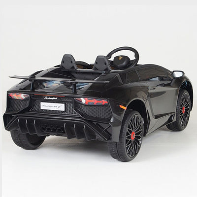 Black Licensed Lamborghini Ride On Car with Leather Seat,Remote and Rubber Tires (Newest Version).