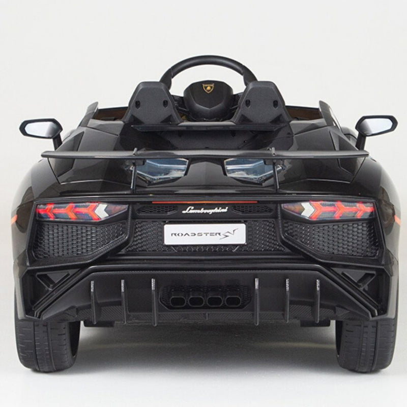 Black Licensed Lamborghini Ride On Car with Leather Seat,Remote and Rubber Tires (Newest Version).