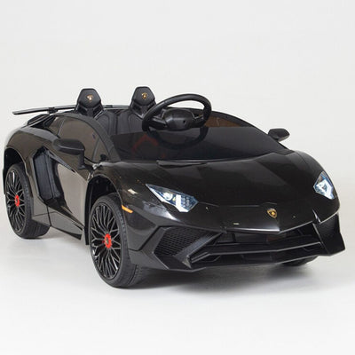 Black Licensed Lamborghini Ride On Car with Leather Seat,Remote and Rubber Tires (Newest Version).