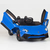 Blue Licensed Lamborghini Ride On Car with Leather Seat,Remote and Rubber Tires (Newest Version).