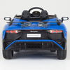 Blue Licensed Lamborghini Ride On Car with Leather Seat,Remote and Rubber Tires (Newest Version).