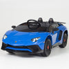 Blue Licensed Lamborghini Ride On Car with Leather Seat,Remote and Rubber Tires (Newest Version).