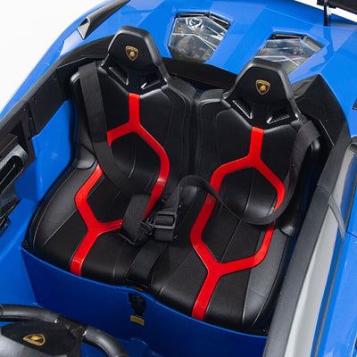 Blue Licensed Lamborghini Ride On Car with Leather Seat,Remote and Rubber Tires (Newest Version).