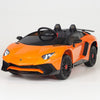 Orange Licensed Lamborghini Ride On Car with Leather Seat,Remote and Rubber Tires (Newest Version).