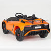 Orange Licensed Lamborghini Ride On Car with Leather Seat,Remote and Rubber Tires (Newest Version).