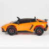 Orange Licensed Lamborghini Ride On Car with Leather Seat,Remote and Rubber Tires (Newest Version).