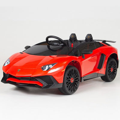 Red Licensed Lamborghini Ride On Car with Leather Seat,Remote and Rubber Tires (Newest Version).