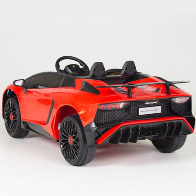 Red Licensed Lamborghini Ride On Car with Leather Seat,Remote and Rubber Tires (Newest Version).