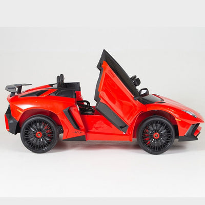 Red Licensed Lamborghini Ride On Car with Leather Seat,Remote and Rubber Tires (Newest Version).