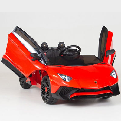 Red Licensed Lamborghini Ride On Car with Leather Seat,Remote and Rubber Tires (Newest Version).