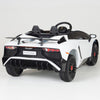 White Licensed Lamborghini Ride On Car with Leather Seat,Remote and Rubber Tires (Newest Version).