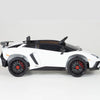 White Licensed Lamborghini Ride On Car with Leather Seat,Remote and Rubber Tires (Newest Version).