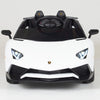 White Licensed Lamborghini Ride On Car with Leather Seat,Remote and Rubber Tires (Newest Version).