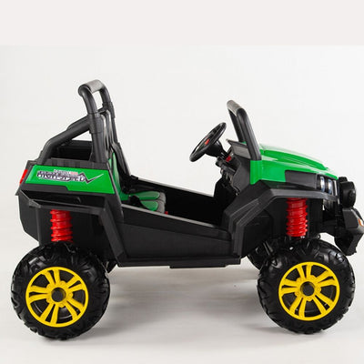 Two seater Green UTV 4x4 12Volt with Remote and Rubber Tires.