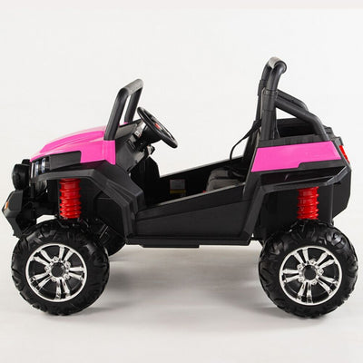 Two seater PINK UTV 4x4 12Volt with Remote and Rubber Tires.