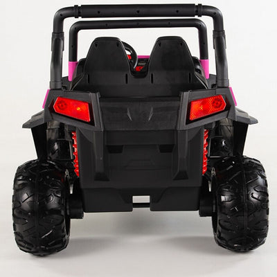 Two seater PINK UTV 4x4 12Volt with Remote and Rubber Tires.