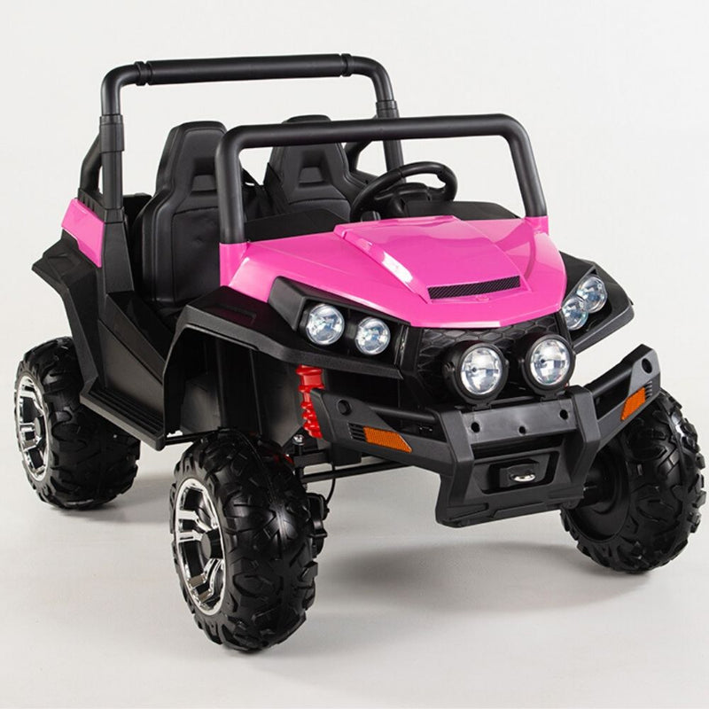 Two seater PINK UTV 4x4 12Volt with Remote and Rubber Tires.