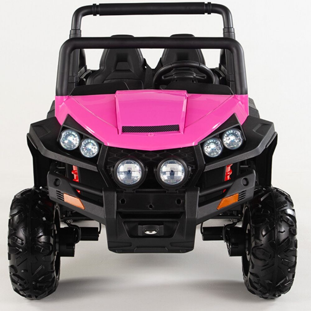 Two seater PINK UTV 4x4 12Volt with Remote and Rubber Tires.