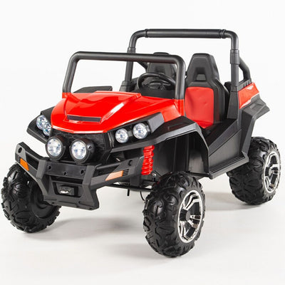 Two seater Red UTV 4x4 12Volt with Remote and Rubber Tires.