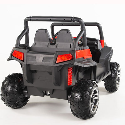 Two seater Red UTV 4x4 12Volt with Remote and Rubber Tires.