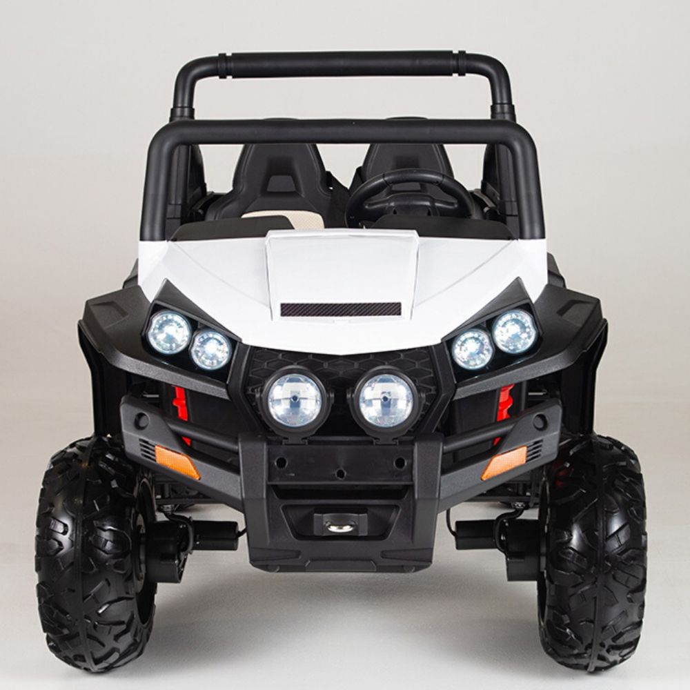 Two seater RED UTV 4x4 12Volt with Remote and Rubber Tires.