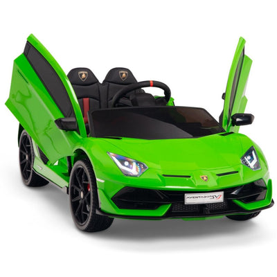 Licensed Green Lamborghini Ride On Car R/C Remote Leather Seat Real EVA Rubber Tires (Newest Versión )