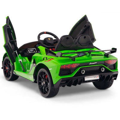 Licensed Green Lamborghini Ride On Car R/C Remote Leather Seat Real EVA Rubber Tires (Newest Versión )