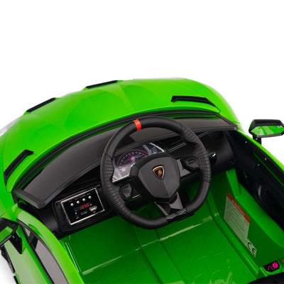 Licensed Green Lamborghini Ride On Car R/C Remote Leather Seat Real EVA Rubber Tires (Newest Versión )