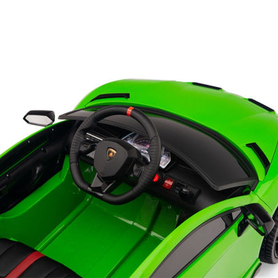 Licensed Green Lamborghini Ride On Car R/C Remote Leather Seat Real EVA Rubber Tires (Newest Versión )