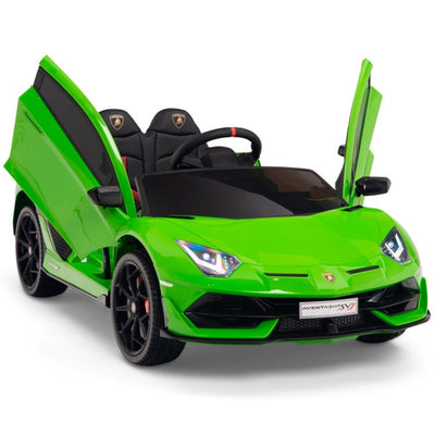 Licensed Green Lamborghini Ride On Car R/C Remote Leather Seat Real EVA Rubber Tires (Newest Versión )