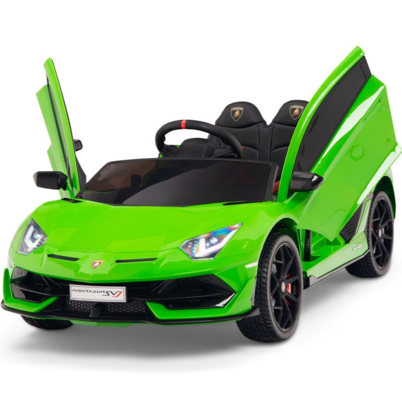 Licensed Green Lamborghini Ride On Car R/C Remote Leather Seat Real EVA Rubber Tires (Newest Versión )