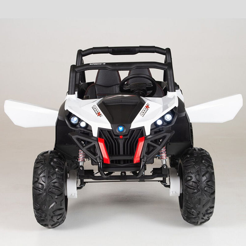 4X4 WHITE UTV Ride On R/C Remote Leather Seat and Real EVA Rubber Tires ( NEWEST VERSION )
