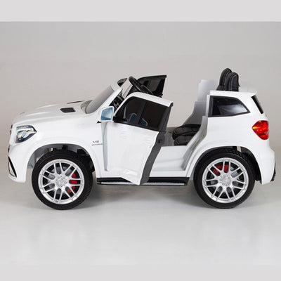 Licensed WHITE Mercedes 2 seater 4X4 With R/C Remote,Doors and Leather Seat ( NEWEST VERSION )