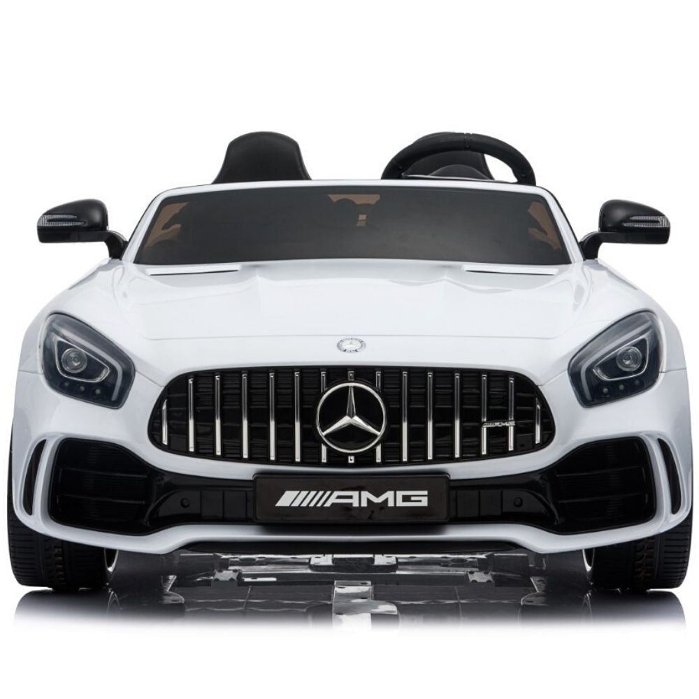 White Licensed Mercedes GTR with RC Remote, 2 Leather Seat,Painted and Real EVA Rubber Tires ( Newest Versión).