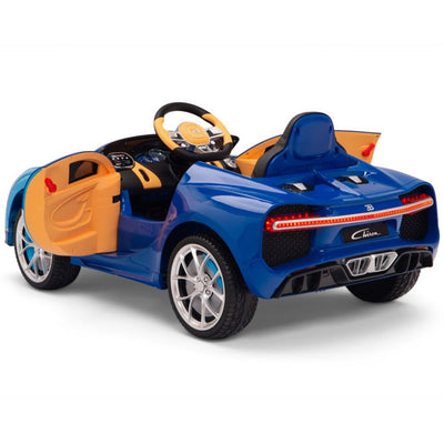 Licensed BLUE Bugatti Ride On Car R/C Remote Leather Seat Real EVA Rubber Tires (Newest Versión )