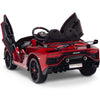 Licensed Burgundy Lamborghini Ride On Car R/C Remote Leather Seat Real EVA Rubber Tires (Newest Versión )