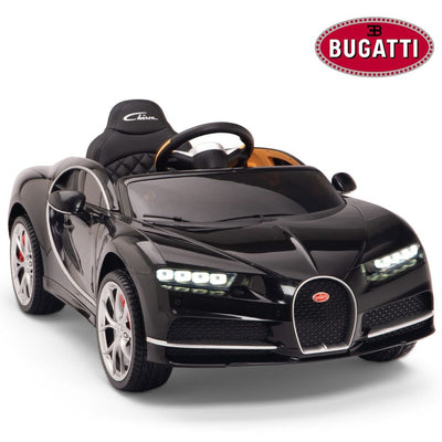 Licensed BLACK Bugatti Ride On Car R/C Remote Leather Seat Real EVA Rubber Tires (Newest Versión )