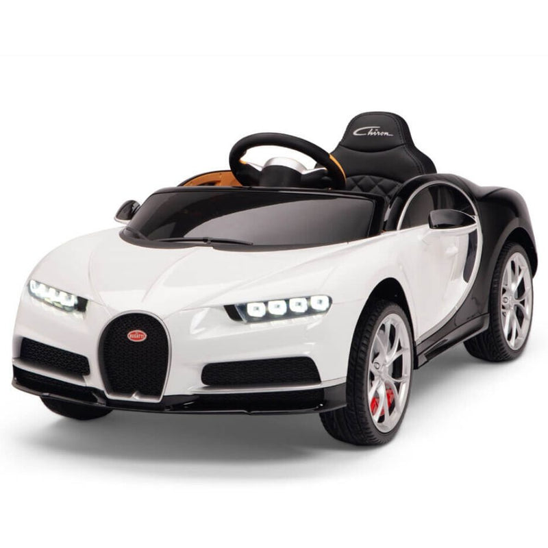 Licensed BLACK/WHITE Bugatti Ride On Car R/C Remote Leather Seat Real EVA Rubber Tires (Newest Versión )