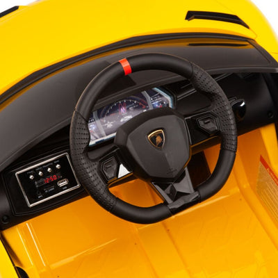 Licensed YELLOW Lamborghini Ride On Car R/C Remote Leather Seat Real EVA Rubber Tires (Newest Versión )