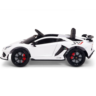 Licensed WHITE Lamborghini Ride On Car R/C Remote Leather Seat Real EVA Rubber Tires (Newest Versión )