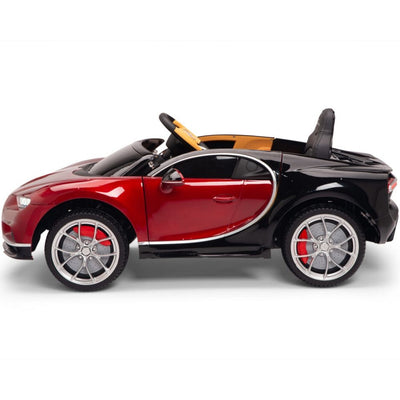 Licensed BURGUNDY-BLACK Bugatti Ride On Car R/C Remote Leather Seat Real EVA Rubber Tires (Newest Versión )