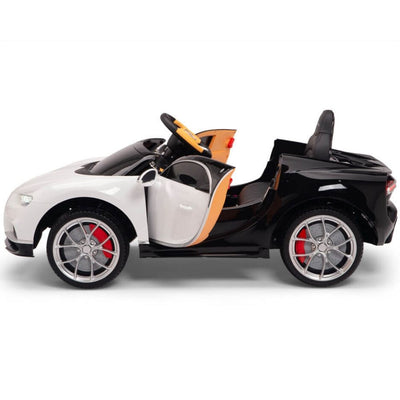 Licensed BLACK/WHITE Bugatti Ride On Car R/C Remote Leather Seat Real EVA Rubber Tires (Newest Versión )