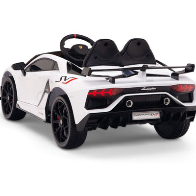 Licensed WHITE Lamborghini Ride On Car R/C Remote Leather Seat Real EVA Rubber Tires (Newest Versión )